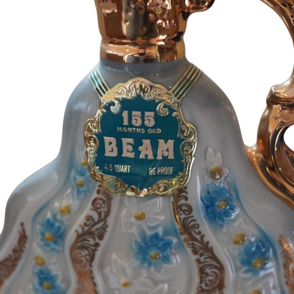 Vintage Jim Beam 1970 Floral Gold Gilt Bourbon Whiskey Decanter empty - Picture 7 of 13